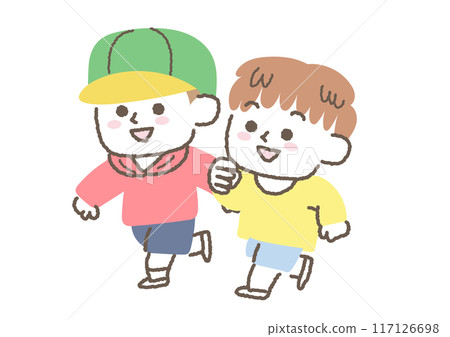 孩子們奔跑玩耍的插圖 孩子們奔跑玩耍的插圖 117126698