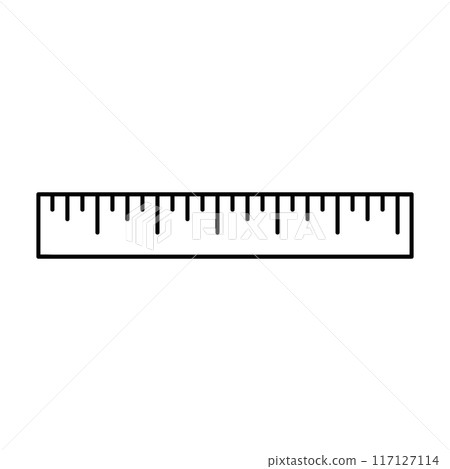Ruler doodle icon. Measuring Tool. School symbol drawing in line art. 117127114
