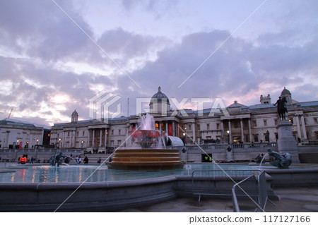 英國倫敦威斯敏斯特地區特拉法加廣場的夜景 117127166