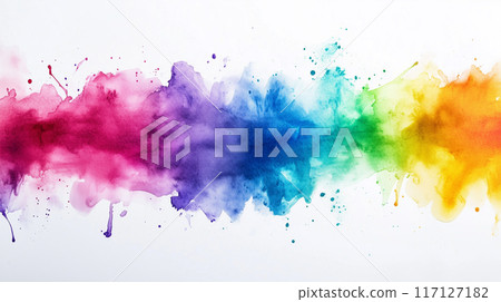 Rainbow colors, colorful watercolor background, paint brushstrokes 117127182