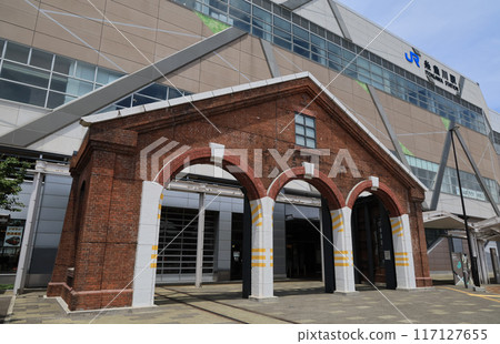 Entrance to the former locomotive depot at Itoigawa Station on the Hokuriku Shinkansen 117127655