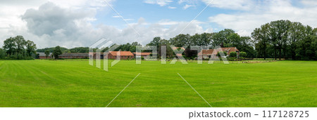 Green meadows and countryhouses at the Dutch border around Neuenhaus, Niederschsen, Germany, Green meadows and countryhouses at the Dutch border around Neuenhaus, Niederschsen, Germany, 117128725