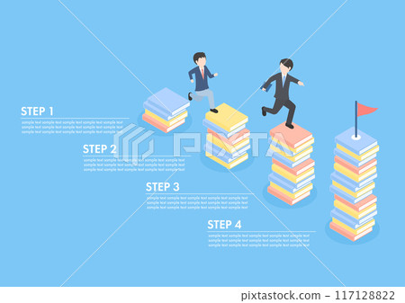 教師和男學生共同努力實現目標的資訊圖 教師和男學生共同努力實現目標的資訊圖 117128822