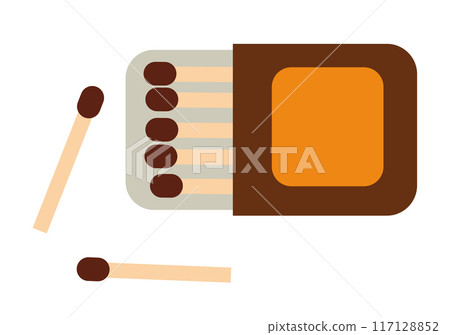Matchsticks and matchbox. Vector flat illustration. 117128852