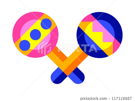 Mexican maracas. Traditional musical instrument. Mexican maracas. Traditional musical instrument. 117128887