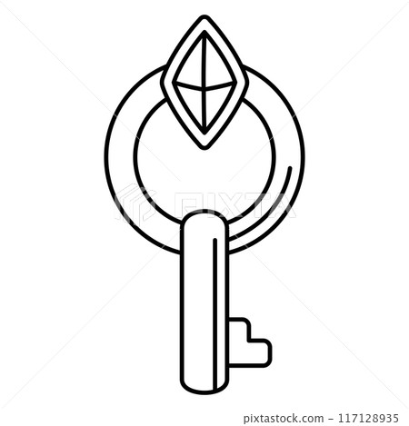 Magic key illustration. Witchcraft alchemy mystery element. 117128935