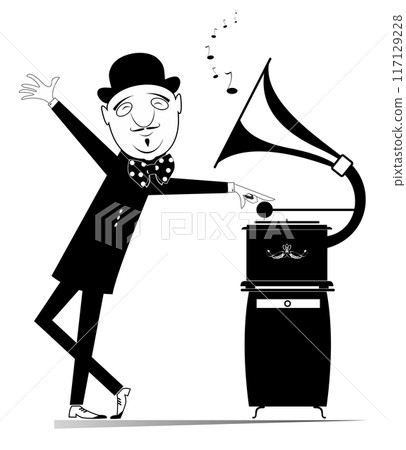 turntable, man, vector 117129228