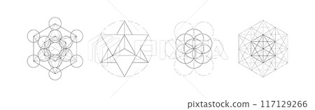Mystical sacred geometry vector symbos set. Spirituality, harmony Mystical sacred geometry vector symbos set. Spirituality, harmony 117129266