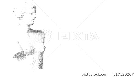 Halftone ancient sculpture. Stippling Venus statue 117129267