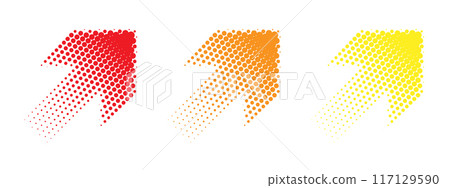 Dotted gradient arrow. Vector isolated elements. Arrow halftone effect. Vector illustration 117129590