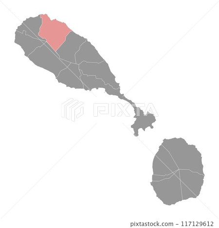 Saint John Capisterre Parish map, Saint Kitts and Nevis. 117129612