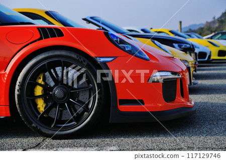 Orange luxury sports car Orange luxury sports car 117129746