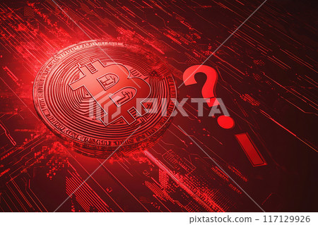 Bitcoin Cryptocurrency Decline During Stock Market Crash Illustration. Bitcoin Cryptocurrency Decline During Stock Market Crash Illustration. 117129926