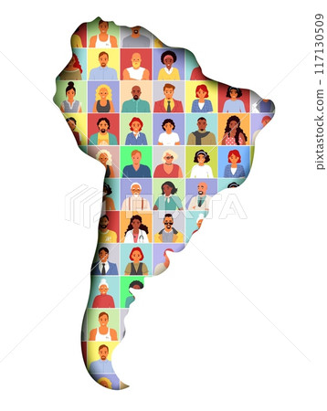 Countries of latin america map with people diversity pattern 117130509