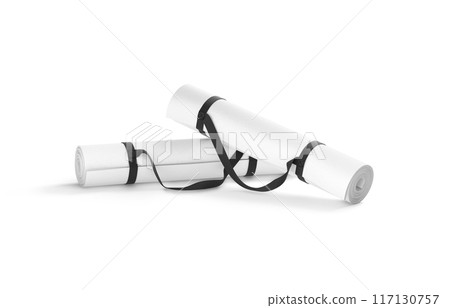 Blank white rolled yoga mat with handle strap mockup stack Blank white rolled yoga mat with handle strap mockup stack 117130757