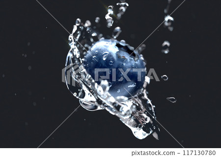 Blueberry falling water splash mockup, depth of field, dark background Blueberry falling water splash mockup, depth of field, dark background 117130780