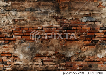 old brick wall brown color for background or texture 117130901