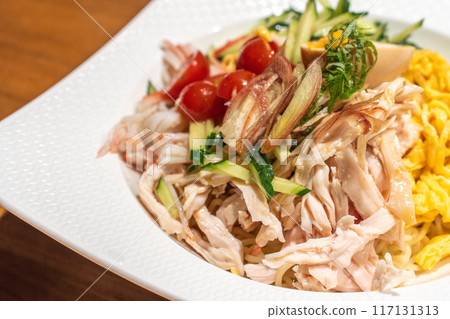 Chilled Chinese noodles with lots of ingredients 117131313