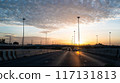 On the Thai highway with sunrise and cloudy sky. 117131813