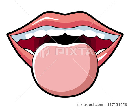 Showing tongue illustration 117131958