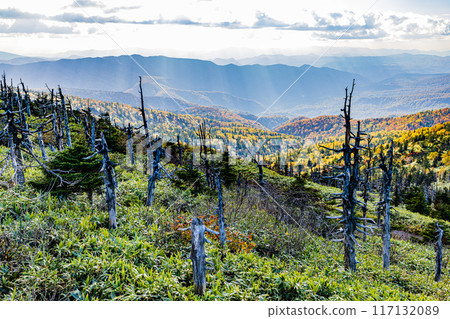 Spectacular autumn scenery from Hachimantai Observatory Spectacular autumn scenery from Hachimantai Observatory 117132089