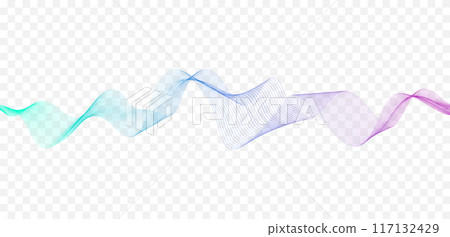 Abstract vector illustration with colored wavy lines flowing dynamic isolated on white background. Hand drawn vector art 117132429