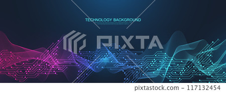 Technology abstract background. Modern electronic motherboard texture. Engineering and communication concept for header, web banner, website, presentation. Technology abstract background. Modern electronic motherboard texture. Engineering and communication concept for header, web banner, website, presentation. 117132454
