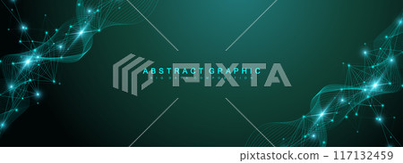 Global network connection banner design template. Header social network communication in the global business concept. Big data visualization. Internet technology 117132459