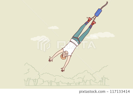Man gets addicted to bungee jumping, enjoying extreme sport that releases adrenaline into blood Man gets addicted to bungee jumping, enjoying extreme sport that releases adrenaline into blood 117133414