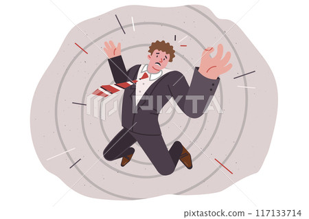 Loser business man falls into abyss and flies down, due to mistake and dismissal from work 117133714