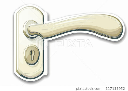 Detailed Close Up of a Stylish Door Handle and Lock in Soft Colors 117133952