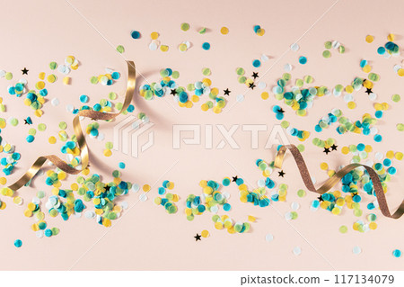 Happy birthday or any holiday festive background with confetti Happy birthday or any holiday festive background with confetti 117134079