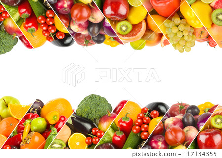 vegetables and fruit food - collage. There is free space for text. vegetables and fruit food - collage. There is free space for text. 117134355