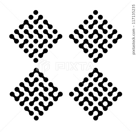 Circle fluid transition logo. Integration abstract symbol. Circles pattern point movement. Vector Circle fluid transition logo. Integration abstract symbol. Circles pattern point movement. Vector 117135235