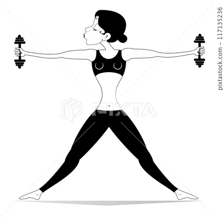 dumbbell, woman, vector 117135236