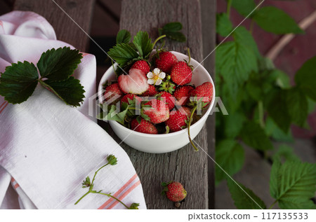Flat lay composition with delicious strawberry jam on grey background Flat lay composition with delicious strawberry jam on grey background 117135533