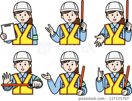 Set of 6 upper body poses - Female traffic controller Set of 6 upper body poses - Female traffic controller 117135707