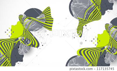 Modern science or technology elements. Trendy abstract background. Cyberspace surface illustration. Hand drawn vector. Modern science or technology elements. Trendy abstract background. Cyberspace surface illustration. Hand drawn vector. 117135745