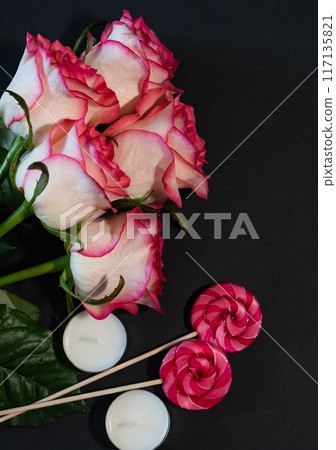 Valentine's Day. International Women's Day. Mothers day. Red hearts and craft gifts on a white wooden background. Copy space. Valentine's Day. International Women's Day. Mothers day. Red hearts and craft gifts on a white wooden background. Copy space. 117135821