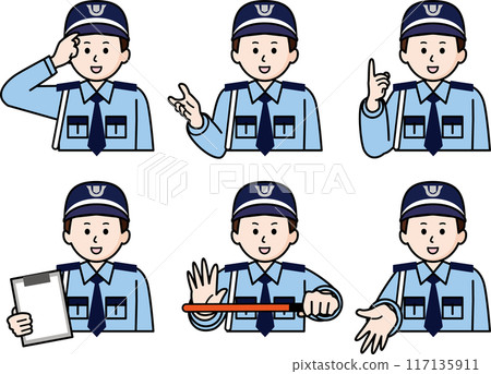 Set of 6 upper body poses - Male security guard Set of 6 upper body poses - Male security guard 117135911