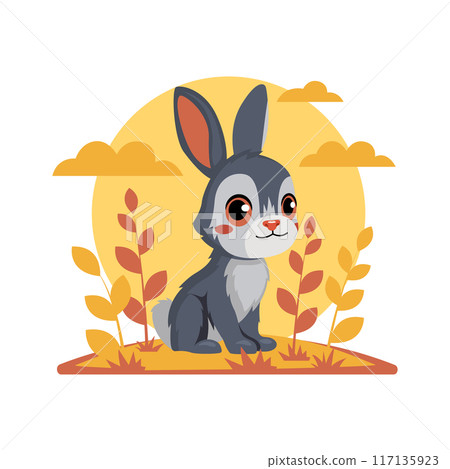 The rabbit, bunny is a funny vector Illustration of farm animal for kids, posters, logo, and more 117135923