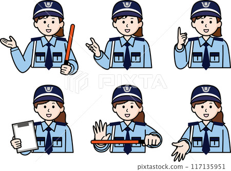 上半身姿勢6套：女保安 117135951