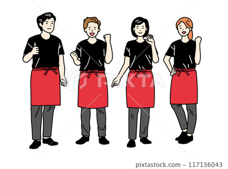 Colleagues in uniform_Izakaya_Full body Colleagues in uniform_Izakaya_Full body 117136043