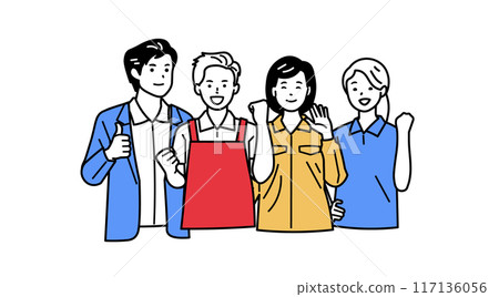 Colleagues in uniform_Various occupations_Upper body Colleagues in uniform_Various occupations_Upper body 117136056