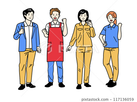 Colleagues in uniform_Various occupations_Full body Colleagues in uniform_Various occupations_Full body 117136059