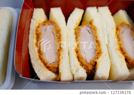 The pork cutlet sandwich I had for breakfast on the Shinkansen The pork cutlet sandwich I had for breakfast on the Shinkansen 117136178