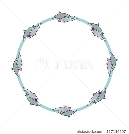 海豚圓形裝飾框圖 117136297