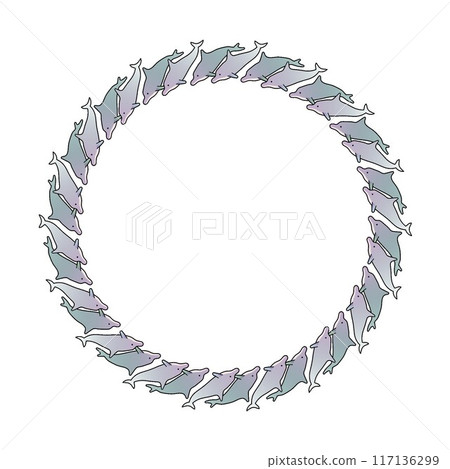 Dolphin circular decorative frame illustration Dolphin circular decorative frame illustration 117136299