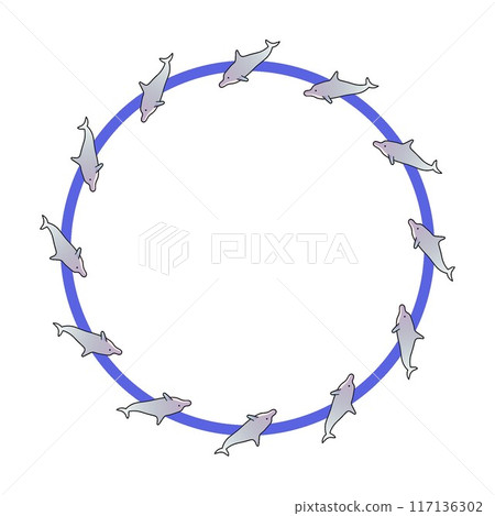 Dolphin circular decorative frame illustration Dolphin circular decorative frame illustration 117136302