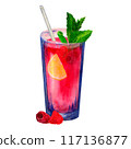 Raspberry lemonade hand drawn watercolor 117136877